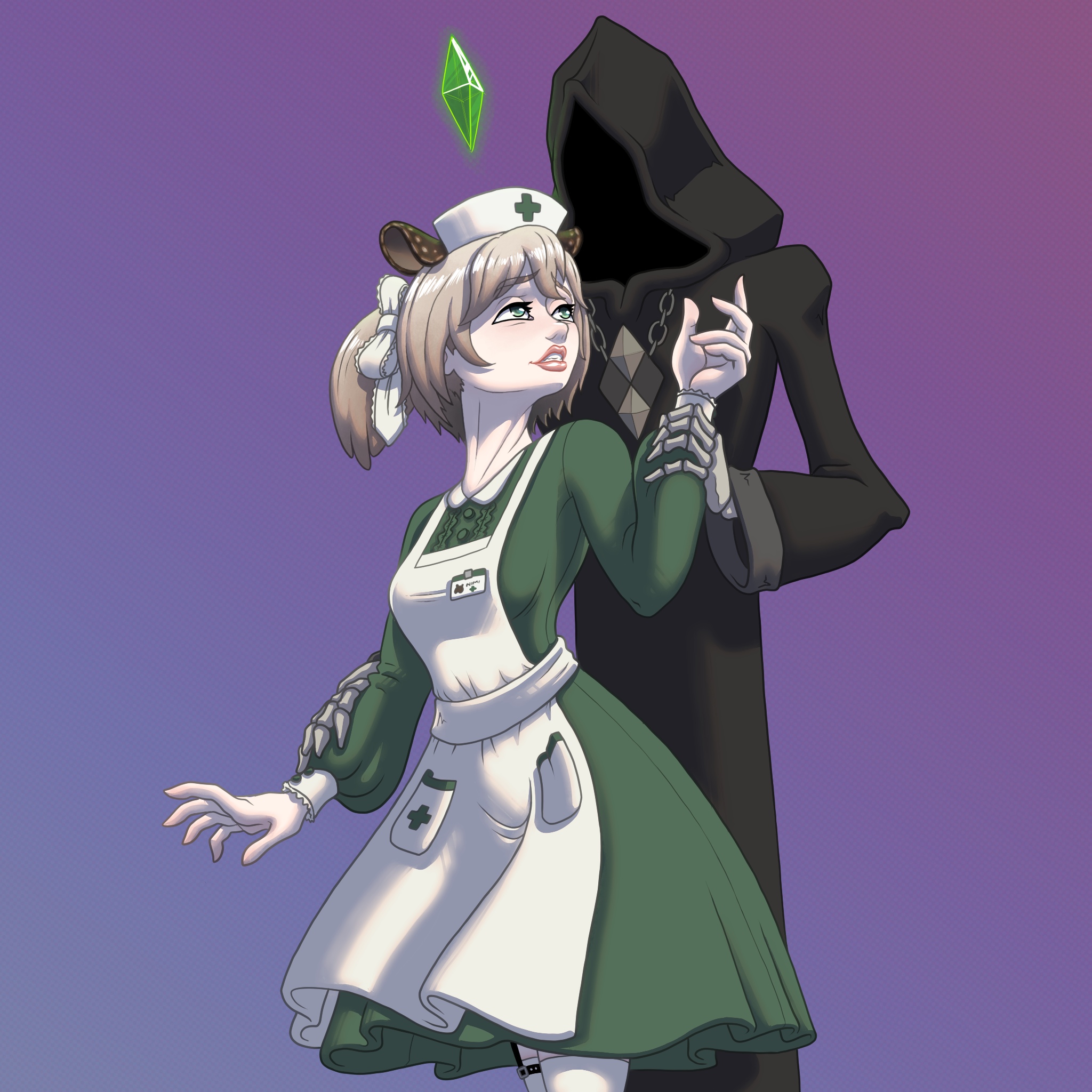 Nimi flirts with Death (Sims)